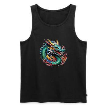 dragon asiatique - japon - chinois - Débardeur bio Premium Homme - noir - Devant - AI Model Male 178 light (178cm)