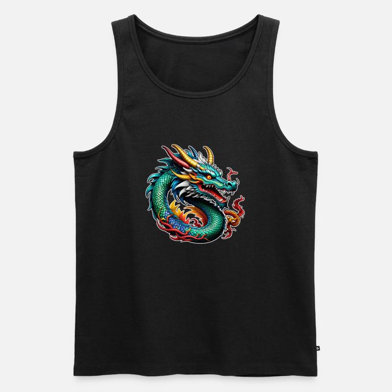 Asiatischer Drache - Japan - Chinesisch - Männer Premium Bio Tank Top - Schwarz