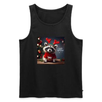 Waschbär im Weihnachtspullover - Männer Premium Bio Tank Top - Schwarz - Vorne - AI Model Male 178 light (178cm)
