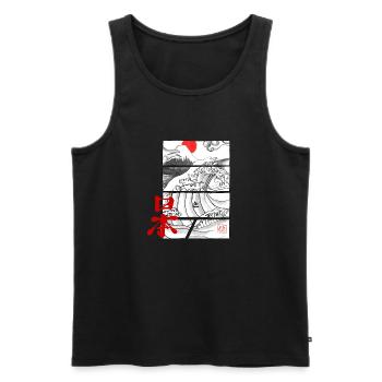 Japan-Welle - Männer Premium Bio Tank Top - Schwarz - Vorne - Michal (187cm)