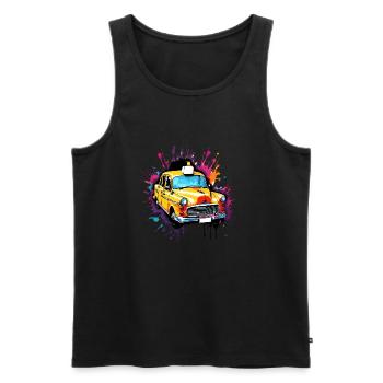 Taxi / Taxifahrer / Amerika / Comic / Old School - Männer Premium Bio Tank Top - Schwarz - Vorne - AI Model Male 178 light (178cm)