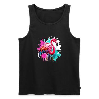 Flamant rose / Animal / Rose / Tropical / Longues pattes - Débardeur bio Premium Homme - noir - Devant - AI Model Male 178 light (178cm)