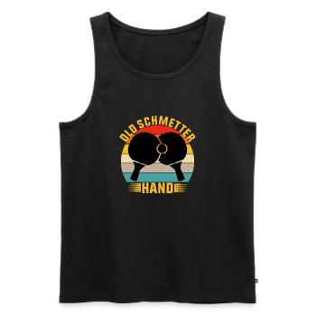 Old Schmetter Hand Tischtennis ping pong shirt - Männer Premium Bio Tank Top - Schwarz - Vorne - AI Model Male 178 light (178cm)
