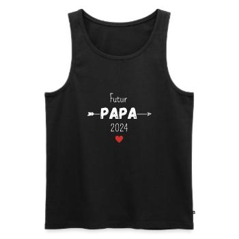 Futur papa 2024 - Débardeur bio Premium Homme - noir - Devant - Michal (187cm)