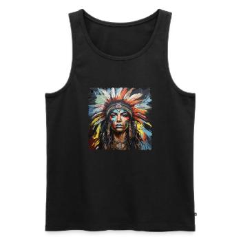 Femme Indienne Tête Indienne Chef Indien Épouse - Débardeur bio Premium Homme - noir - Devant - Michal (187cm)