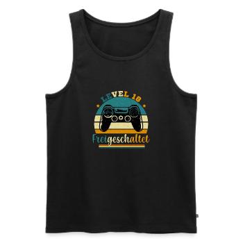Level 18 Freigeschaltete Geschenkidee 18 Jahre - Männer Premium Bio Tank Top - Schwarz - Vorne - Michal (187cm)