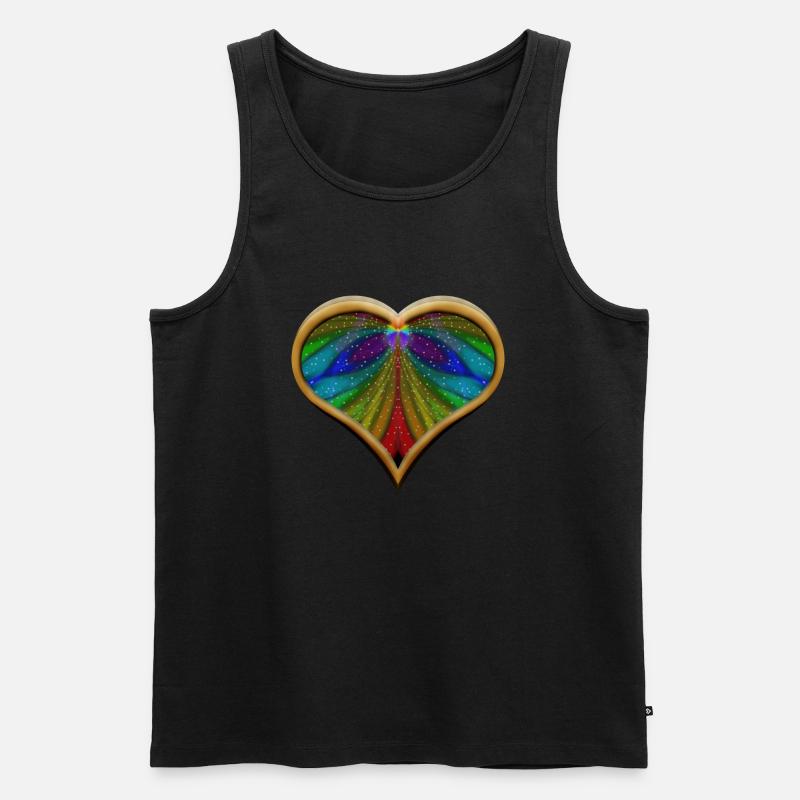 Regenbogen-Herz - Männer Premium Bio Tank Top - Schwarz