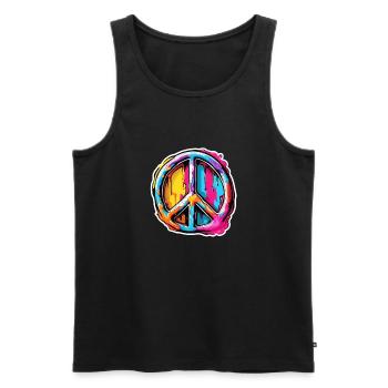 Amour, Paix et Harmonie / Hippie / Liberté - Débardeur bio Premium Homme - noir - Devant - Michal (187cm)
