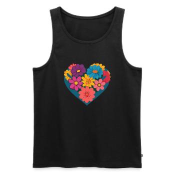 Amour - Fleurs - Cœur - Débardeur bio Premium Homme - noir - Devant - AI Model Male 178 light (178cm)