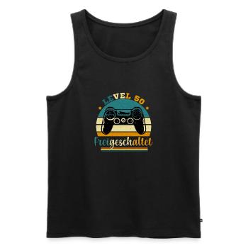 Level 50 Freigeschaltete Geschenkidee 50 Jahre - Männer Premium Bio Tank Top - Schwarz - Vorne - Michal (187cm)