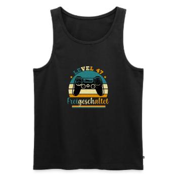 Level 47 Freigeschaltete Geschenkidee 47 Jahre - Männer Premium Bio Tank Top - Schwarz - Vorne - Michal (187cm)