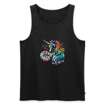 Christmas Unicorn - Men's Premium Organic Tank Top - black - Front - AI Model Male 178 light (178cm)