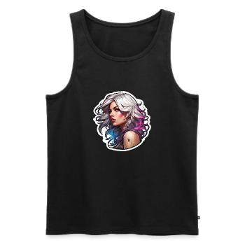 Rocker Girl / Punkrock / Frau / bunte Haare / cool - Männer Premium Bio Tank Top - Schwarz - Vorne - Michal (187cm)