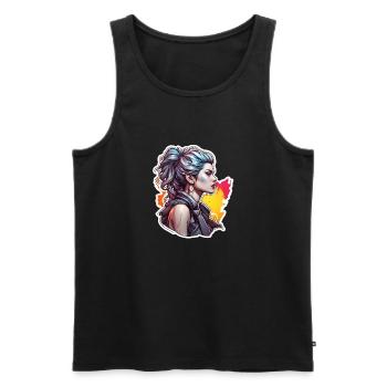 Rocker Girl / Punkrock / Frau / bunte Haare / cool - Männer Premium Bio Tank Top - Schwarz - Vorne - Michal (187cm)