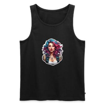 Rocker Girl / Punkrock / Frau / bunte Haare / cool - Männer Premium Bio Tank Top - Schwarz - Vorne - Michal (187cm)
