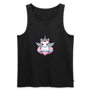 Licorne Einhorn Kawaii - Männer Premium Bio Tank Top - Schwarz - Vorne - AI Model Male 178 light (178cm)