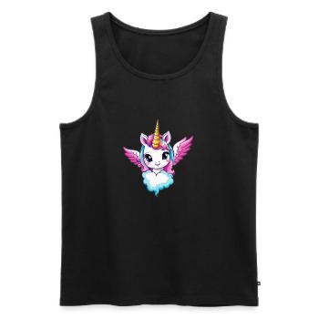 Licorne Einhorn Kawaii - Männer Premium Bio Tank Top - Schwarz - Vorne - AI Model Male 178 light (178cm)