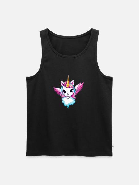 Licorne enhjørning Kawaii - Herre Premium økologisk tanktop - sort