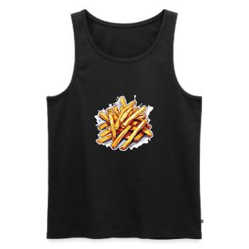 Pommes frites / Fast Food / Kartoffel / Essen - Männer Premium Bio Tank Top - Schwarz - Vorne - Michal (187cm)