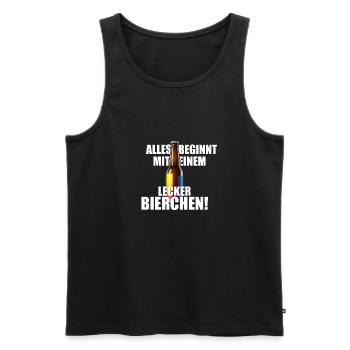 Alles beginnt mit einem LECKER BIERCHEN - Saufen - Männer Premium Bio Tank Top - Schwarz - Vorne - AI Model Male 178 light (178cm)