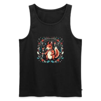 Squirrel in Ormament, Loves Squirrels - Men's Premium Organic Tank Top - black - Front - Michal (187cm)