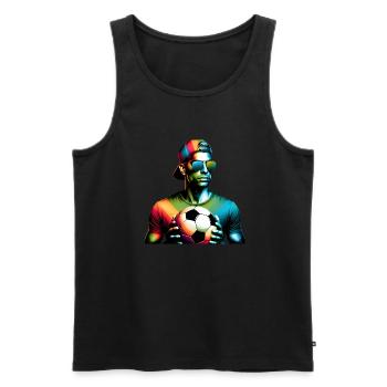 Un gars de football cool prêt pour le jour du match - Débardeur bio Premium Homme - noir - Devant - Michal (187cm)