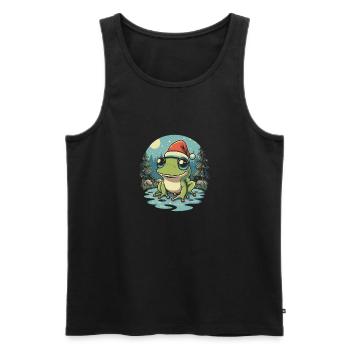 Weihnachtsfrosch Kawaii - Männer Premium Bio Tank Top - Schwarz - Vorne - AI Model Male 178 light (178cm)