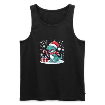 Weihnachtlicher T-Rex - Männer Premium Bio Tank Top - Schwarz - Vorne - AI Model Male 178 light (178cm)