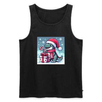 T-Rex de Noël - Débardeur bio Premium Homme - noir - Devant - AI Model Male 178 light (178cm)