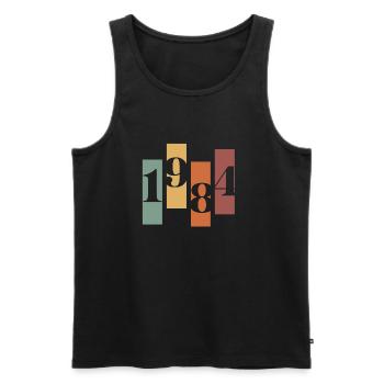 1984 Vintage Retro - Männer Premium Bio Tank Top - Schwarz - Vorne - Michal (187cm)