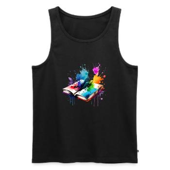 Book Lover Reading Books Reader Gift Book - Men's Premium Organic Tank Top - black - Front - AI Model Male 178 light (178cm)