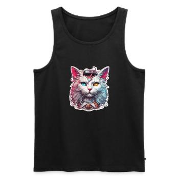 Cool Cat / Funny / Animal / Pet / Crazy - Men's Premium Organic Tank Top - black - Front - Michal (187cm)