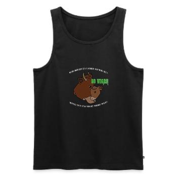 Go Vegan - Männer Premium Bio Tank Top - Schwarz - Vorne - Michal (187cm)