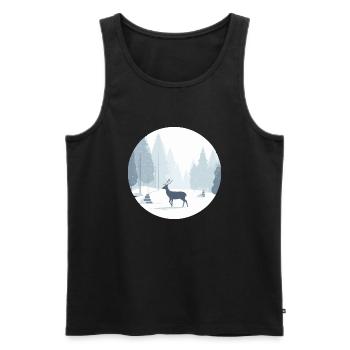 Einsamer Hirsch Weihnachten Winter Schnee Waldlandschaft - Männer Premium Bio Tank Top - Schwarz - Vorne - AI Model Male 178 light (178cm)