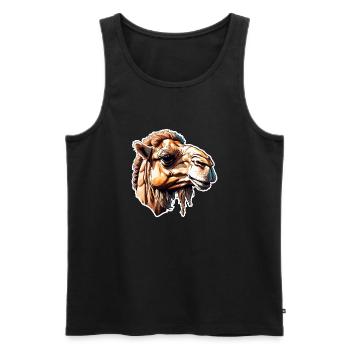 Kamel / Wüste / Sand / Nomaden / reiten / Oasen - Männer Premium Bio Tank Top - Schwarz - Vorne - AI Model Male 178 light (178cm)