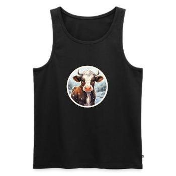 Rindkälbchen im Winter - Männer Premium Bio Tank Top - Schwarz - Vorne - AI Model Male 178 light (178cm)