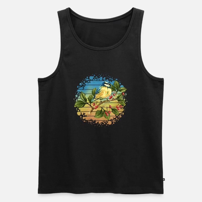 Bunter Vogel - Männer Premium Bio Tank Top - Schwarz