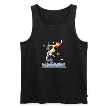 Parisienne Tour Eiffel Pole Dance - Débardeur bio Premium Homme - noir - Devant - Michal (187cm)