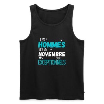Les hommes nes en Novembre exceptionnels - Débardeur bio Premium Homme - noir - Devant - Michal (187cm)
