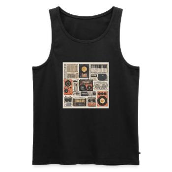Collection de musique vintage - Débardeur bio Premium Homme - noir - Devant - AI Model Male 178 light (178cm)