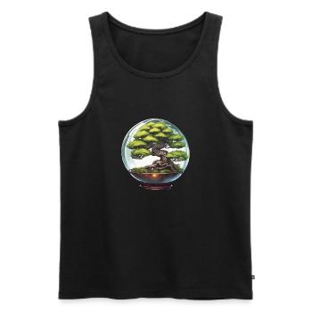 Bonsaï en verre / Botanique / Biotope / Terrarium - Débardeur bio Premium Homme - noir - Devant - Michal (187cm)