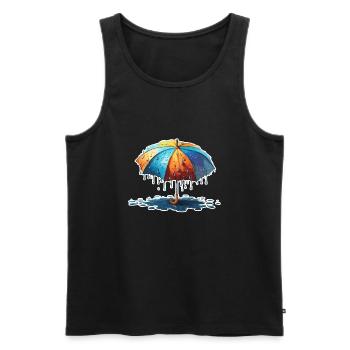 Umbrella / Weather / Precipitation / Raindrops - Men's Premium Organic Tank Top - black - Front - AI Model Male 178 light (178cm)