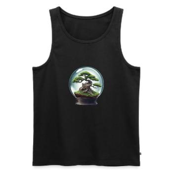 Bonsai im Glas / Botanik / Biotop / Terrarium - Männer Premium Bio Tank Top - Schwarz - Vorne - Michal (187cm)