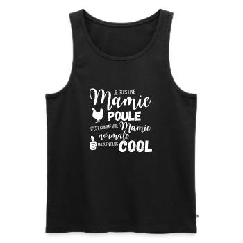 Mamie poule - Débardeur bio Premium Homme - noir - Devant - AI Model Male 178 light (178cm)