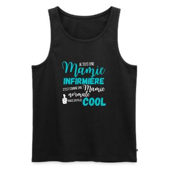 Mamie infirmiere - Débardeur bio Premium Homme - noir - Devant - AI Model Male 178 light (178cm)