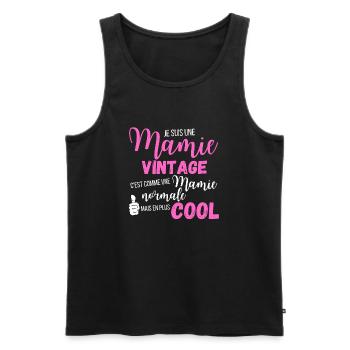 Mamie vintage - Débardeur bio Premium Homme - noir - Devant - AI Model Male 178 light (178cm)