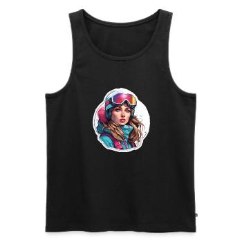Snowboarder / Winter Sports / Piste / Snow / Alps - Men's Premium Organic Tank Top - black - Front - AI Model Male 178 light (178cm)
