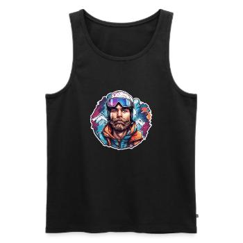 Snowboarder / Winter Sports / Piste / Snow / Alps - Men's Premium Organic Tank Top - black - Front - AI Model Male 178 light (178cm)