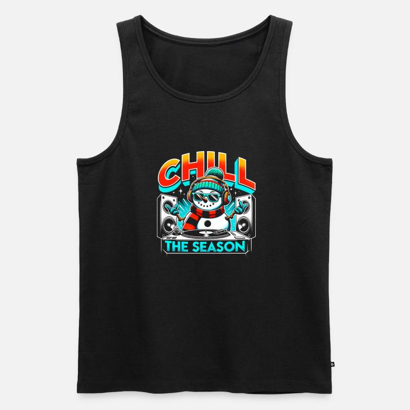 Schneemann DJ Party - Männer Premium Bio Tank Top - Schwarz