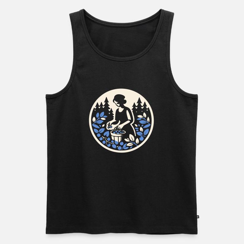 Heidelbeere - Männer Premium Bio Tank Top - Schwarz